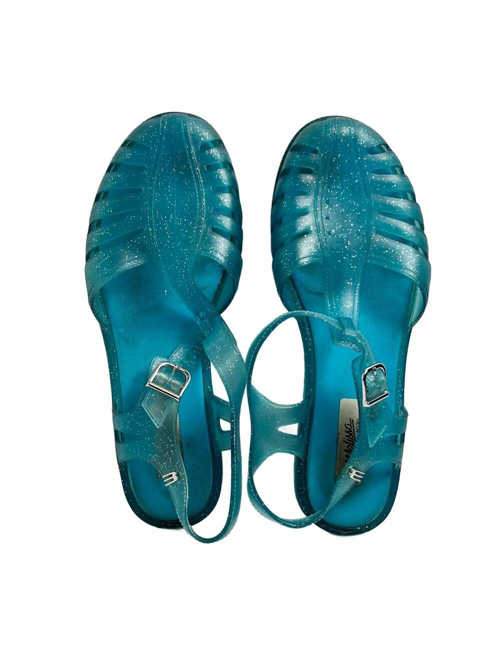 Melissa Blue Glitter Jelly Slingback Fisherman Sandals